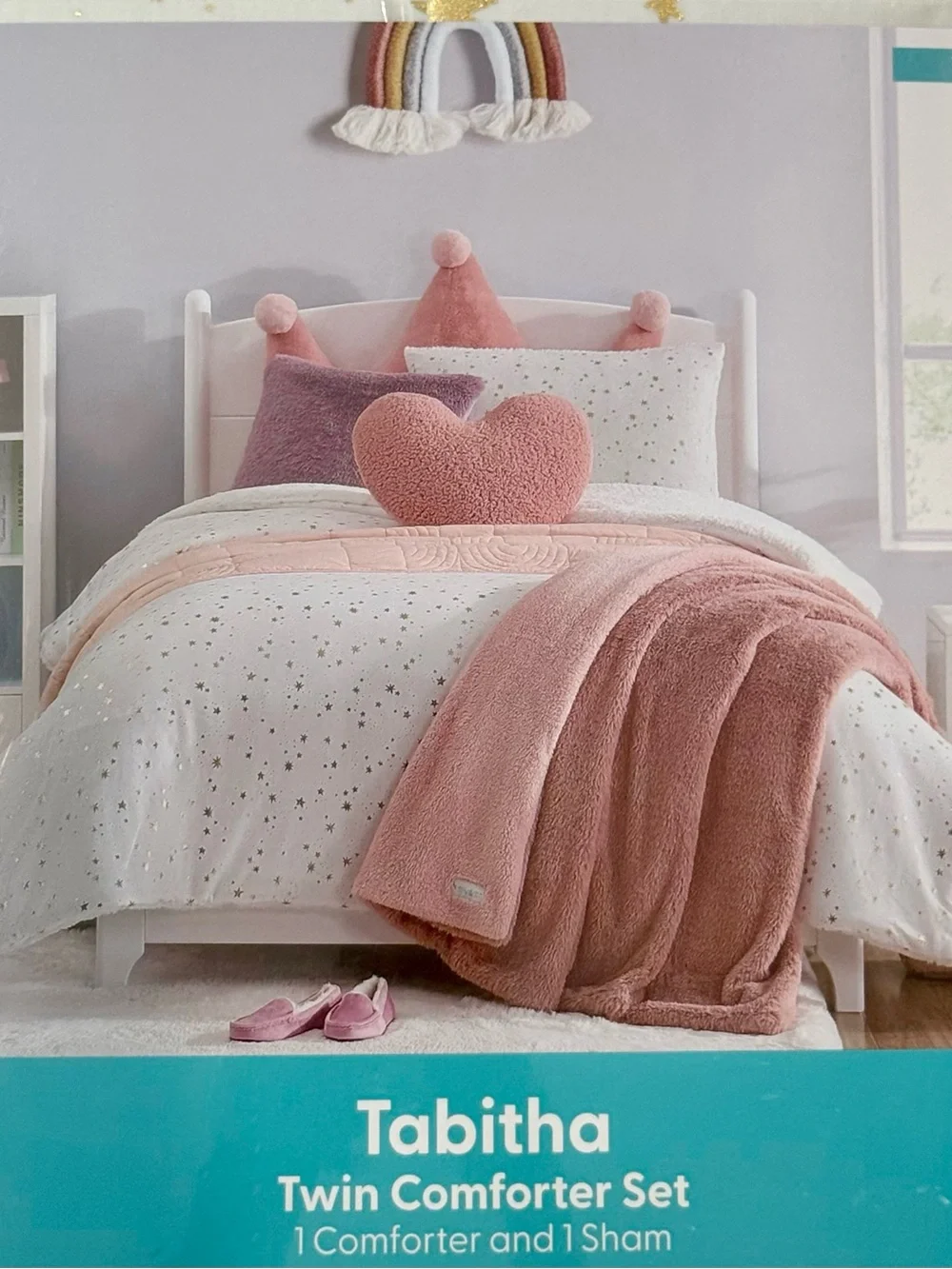 Koolaburra Kids Tabitha Twin Comforter Set in White and Gold